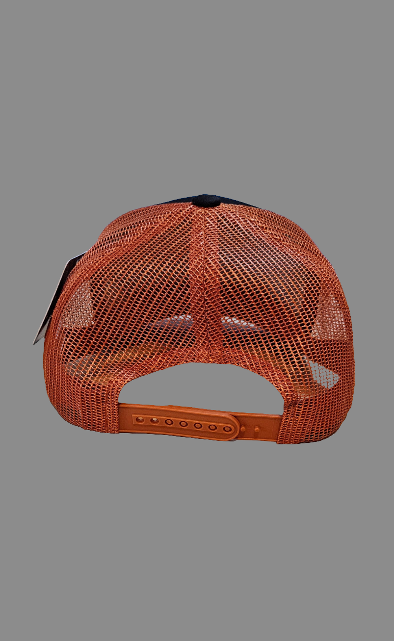 Black/ Burnt orange trucker hat