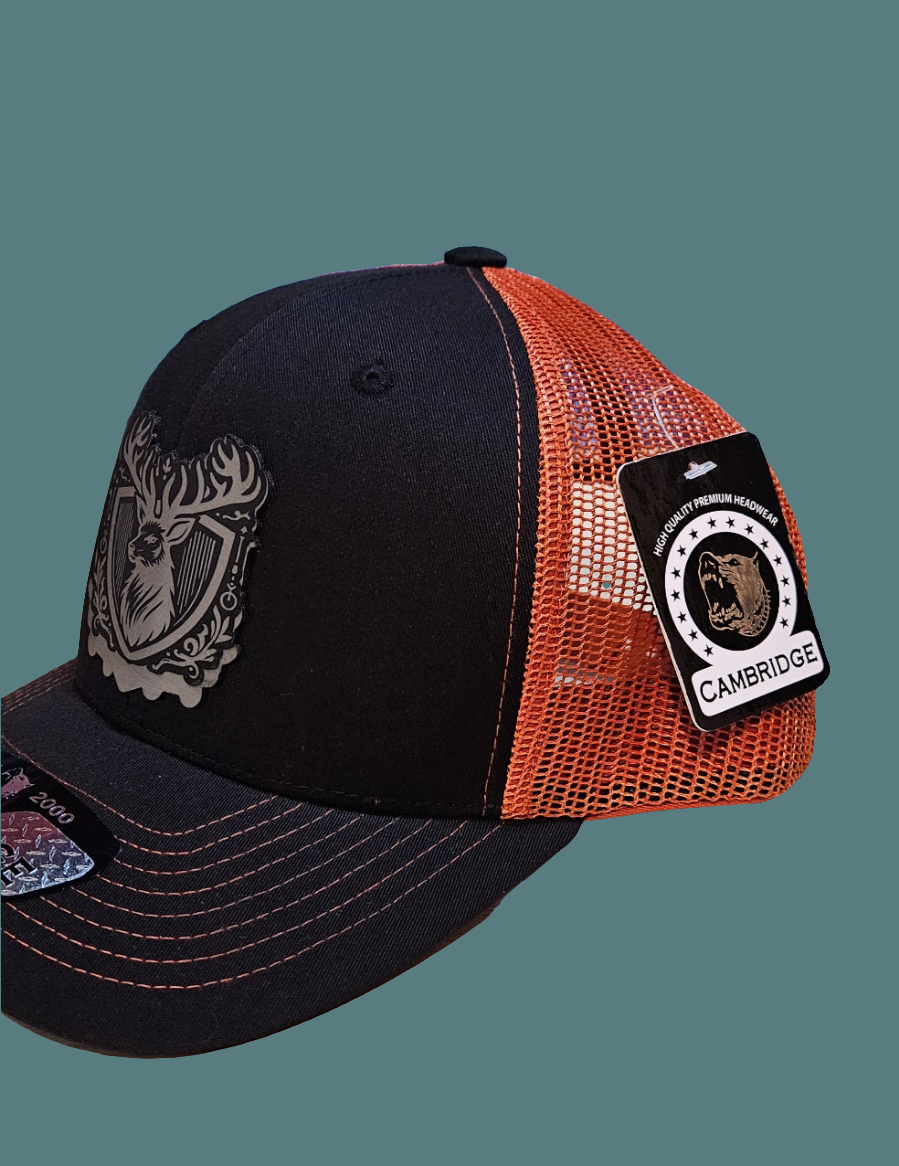 Black/ Burnt orange trucker hat