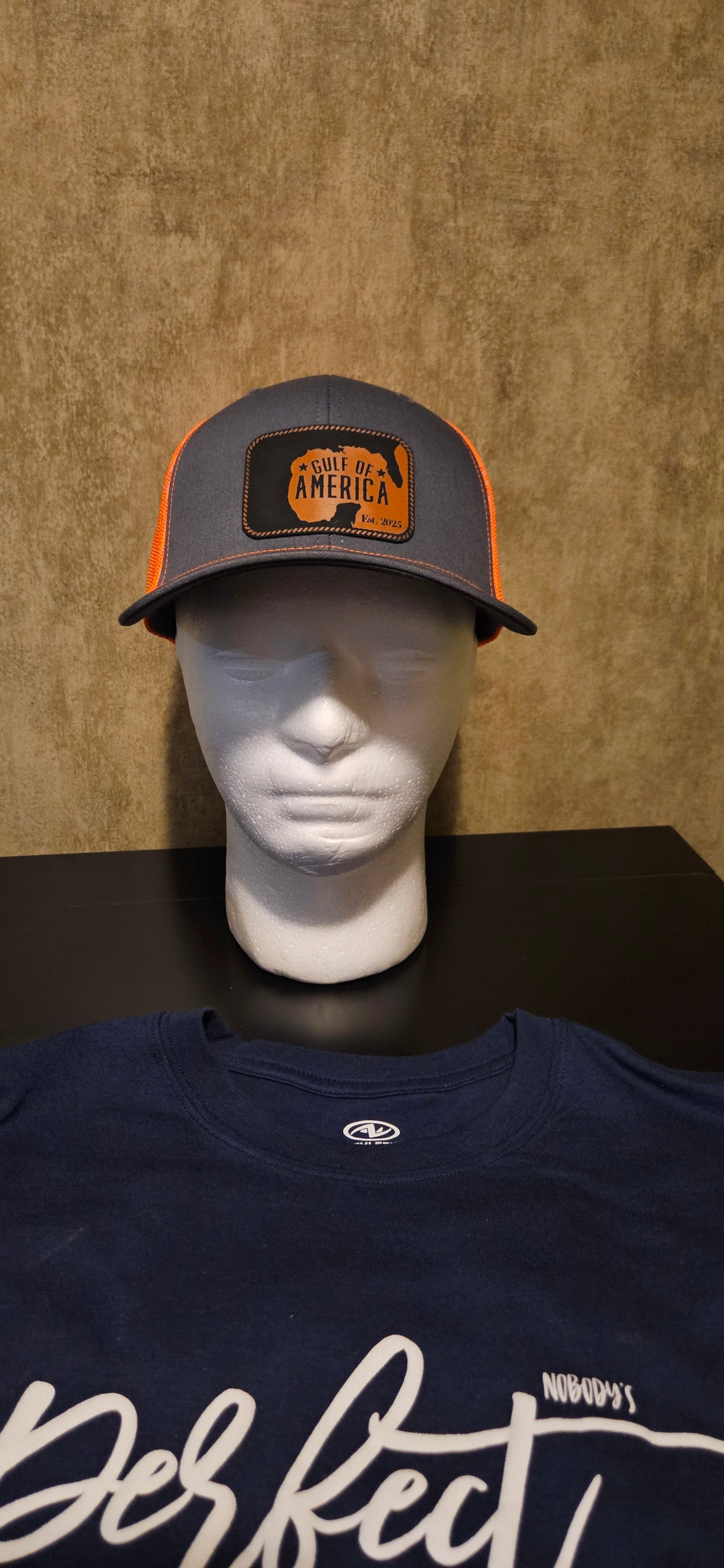 Gray/Neon orange trucker hat