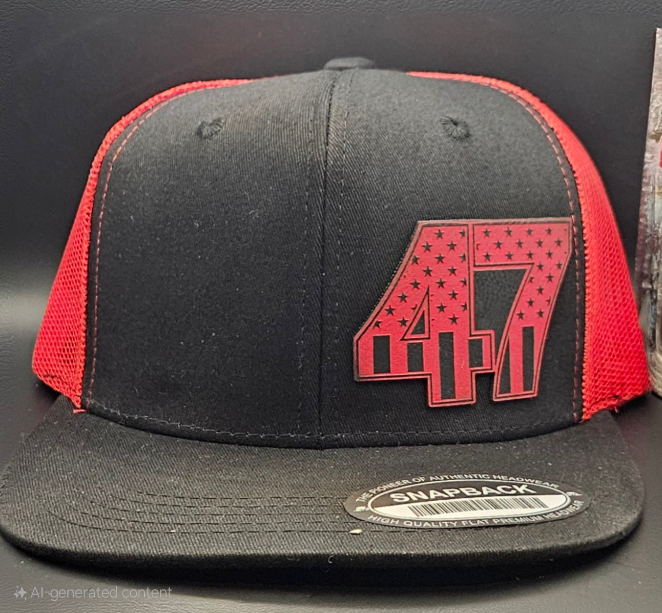 Red/Black flat bill trucker hat