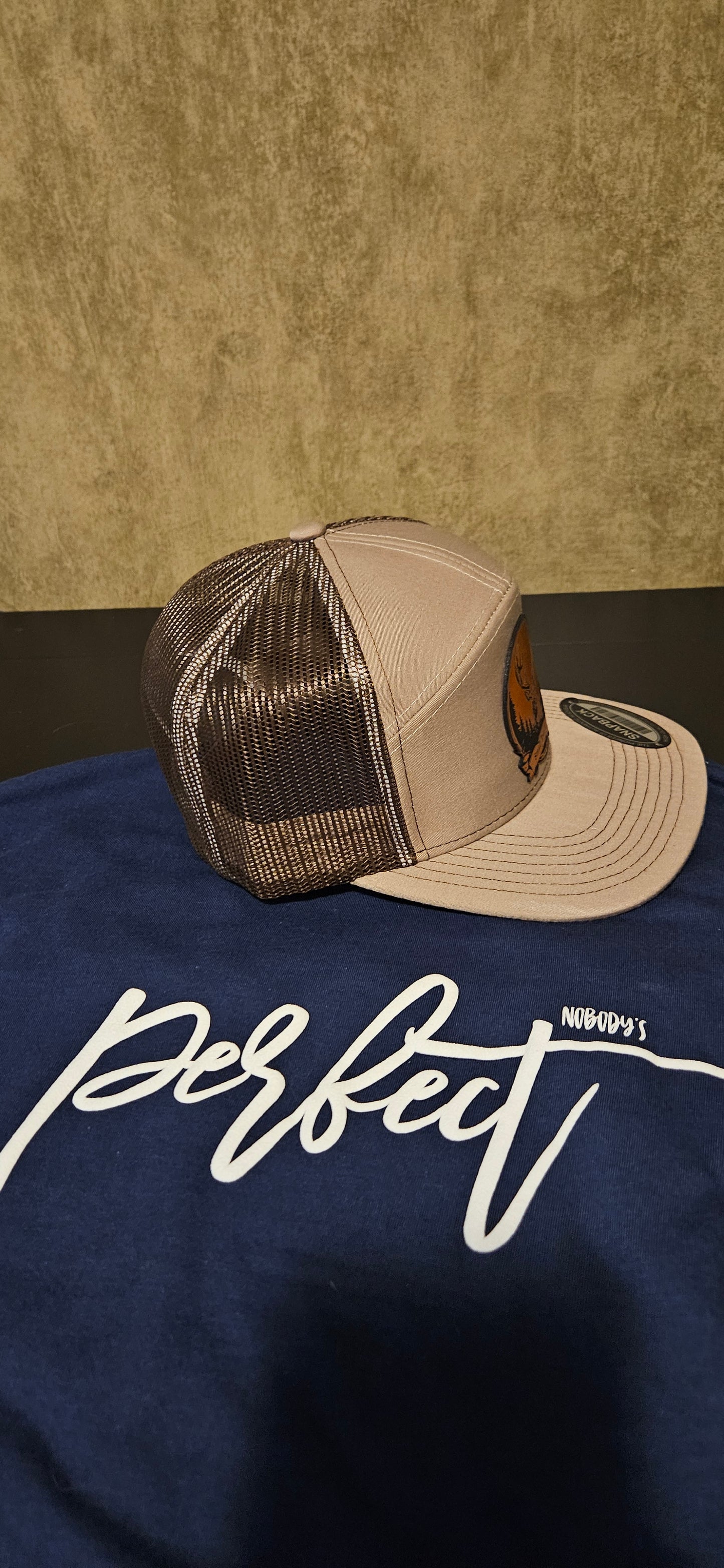Leather patch trucker Hat