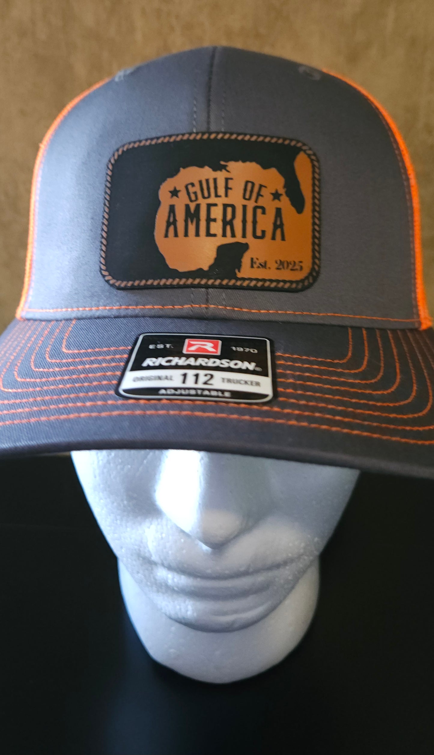 Gray/Neon orange trucker hat