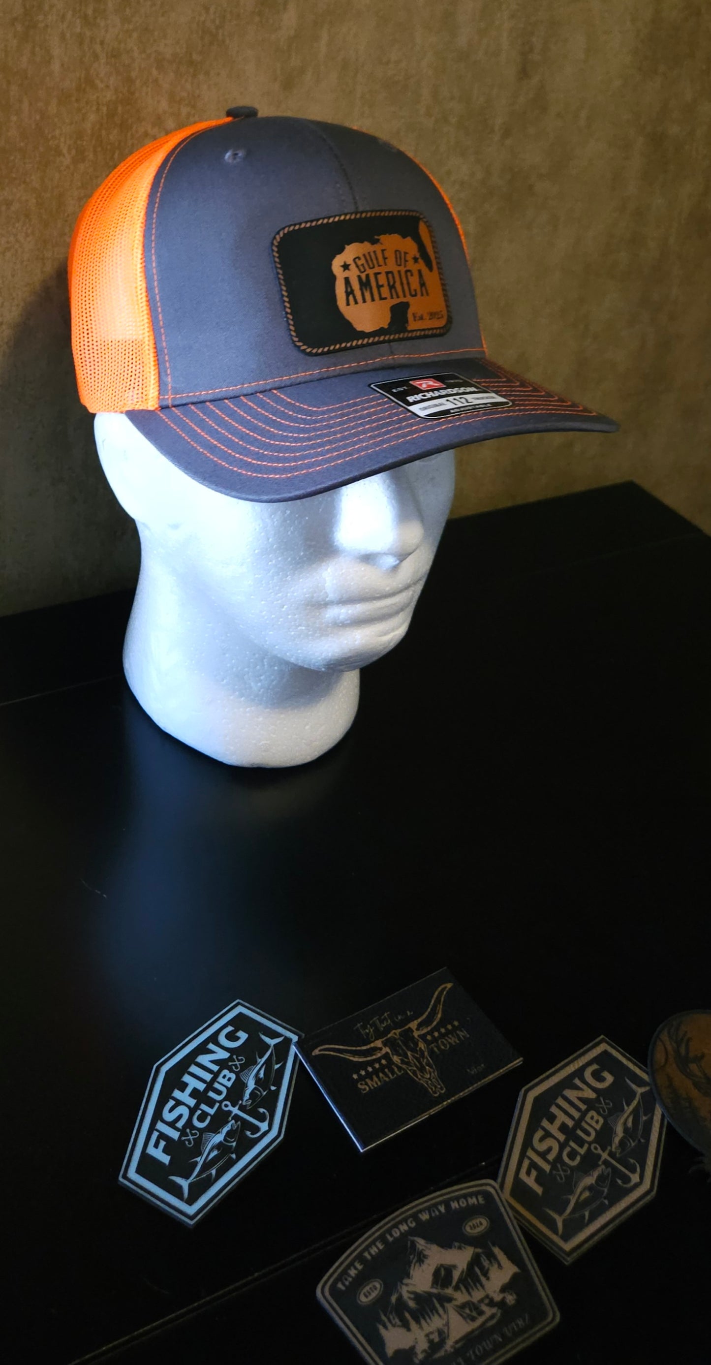 Gray/Neon orange trucker hat