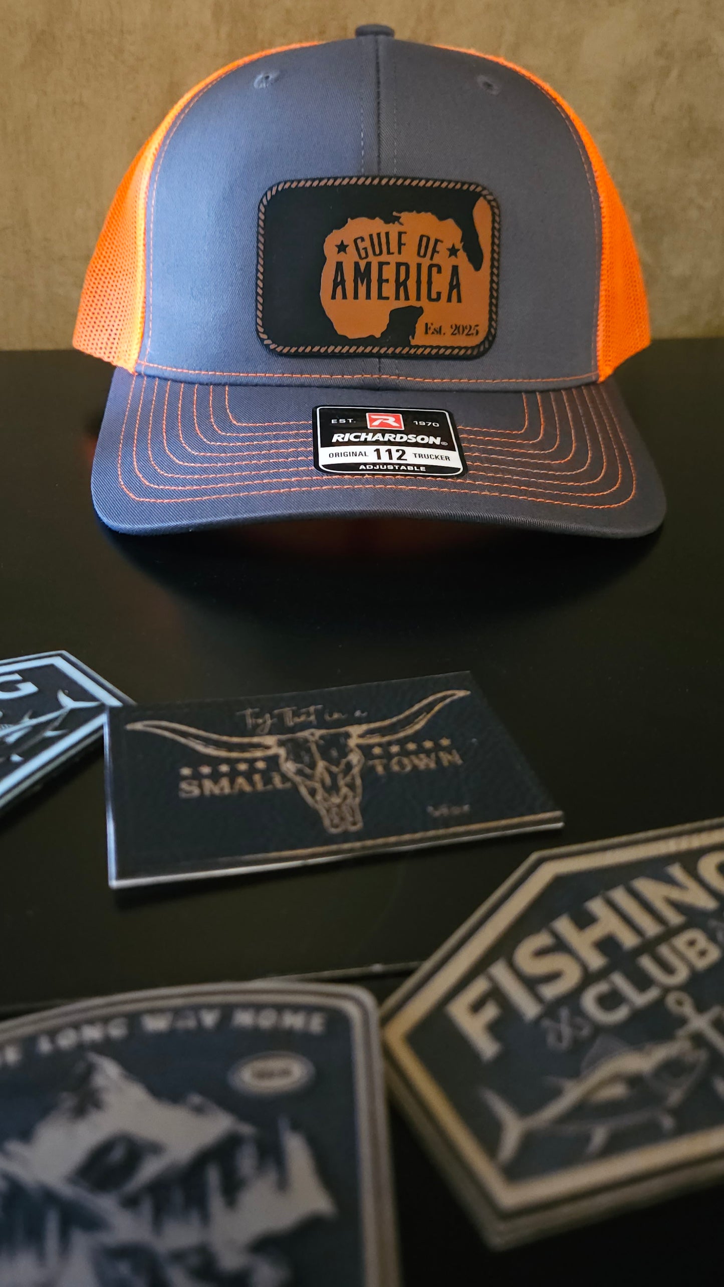 Gray/Neon orange trucker hat