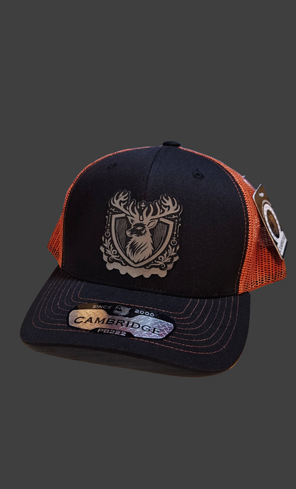 Black/ Burnt orange trucker hat