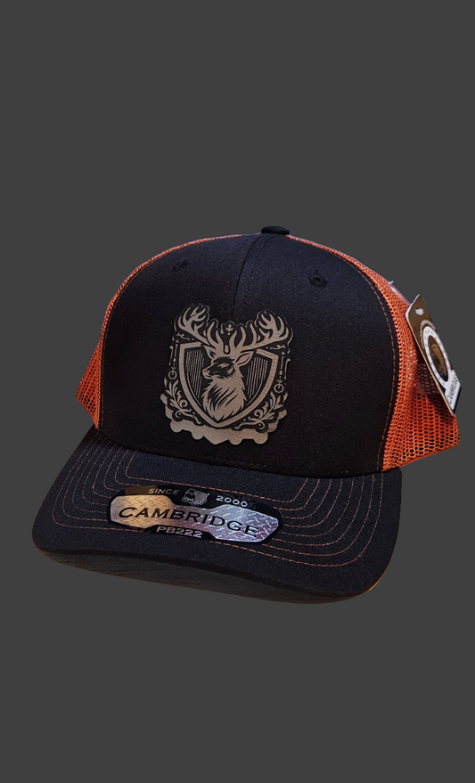 Black/ Burnt orange trucker hat