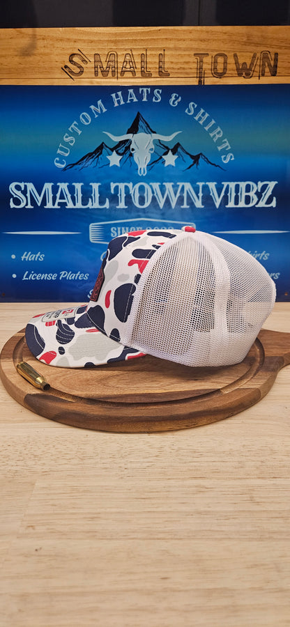 White Camo Trucker Hat with duck image