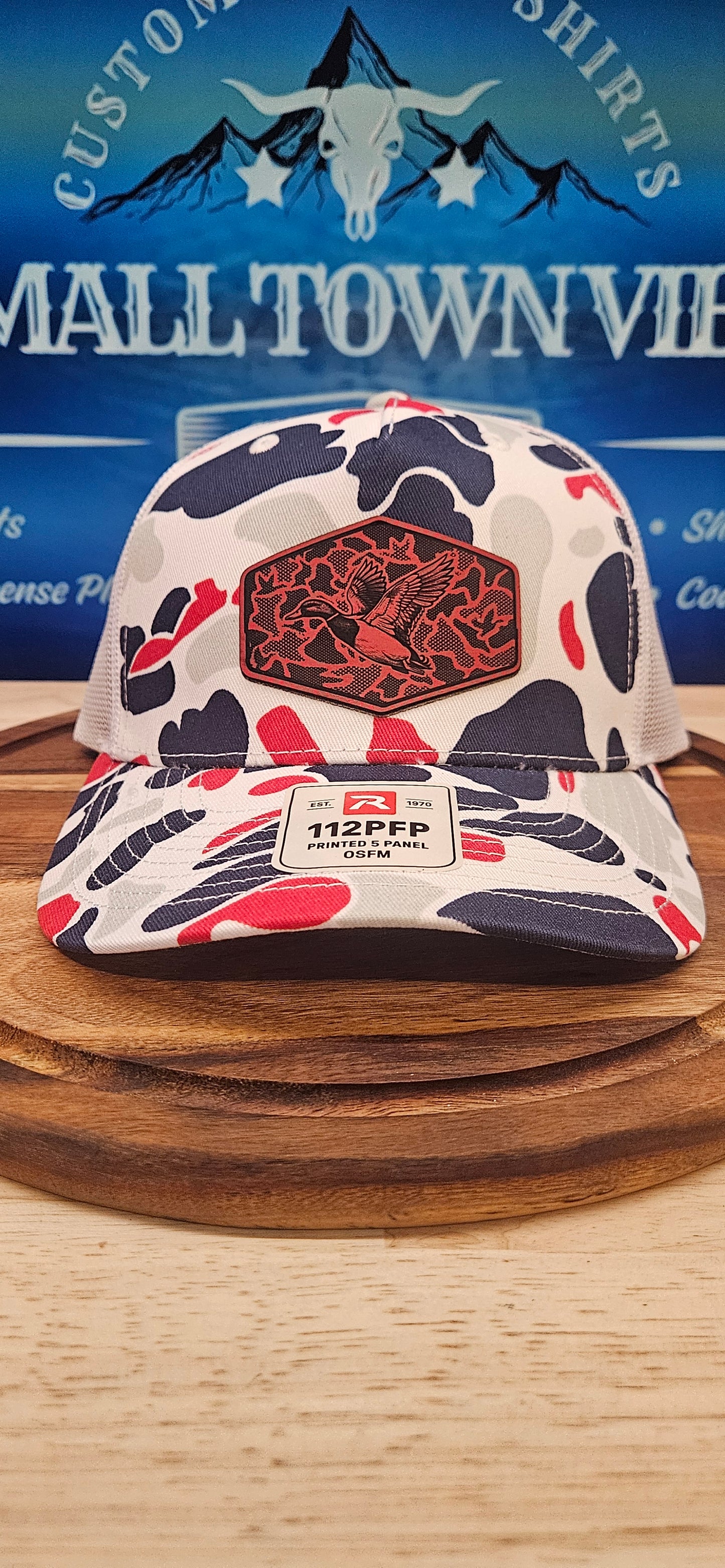 White Camo Trucker Hat with duck image