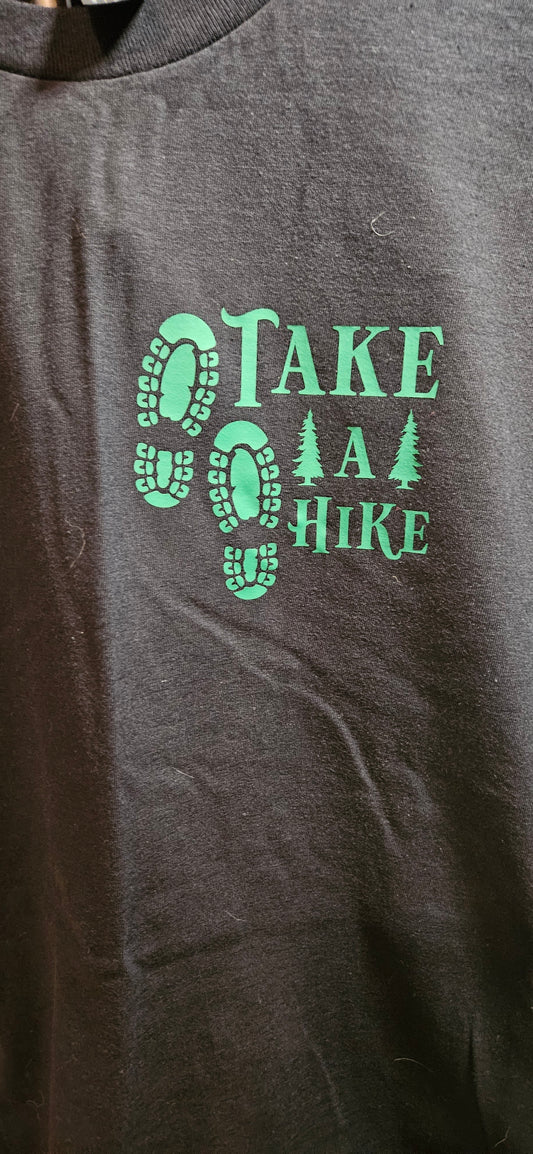 Gildan Take a Hike T-Shirt Menswear or for Women Who Steal Their Man's Shirts Tops Black Tee with Green Text