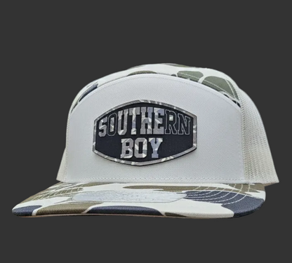 7-Panel Trucker Hat white camo