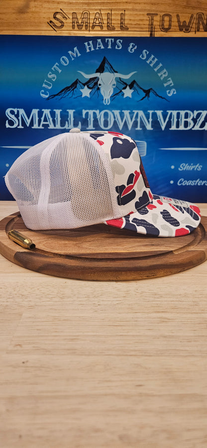 White Camo Trucker Hat with duck image